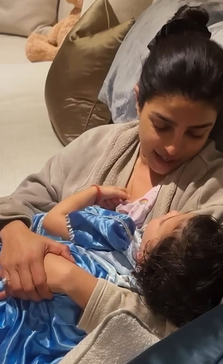 Priyanka Chopra teaches Durga Saptashati mantras to daughter Malti Priyanka Chopra teaches Durga Saptashati mantras to daughter Malti