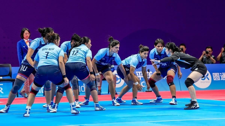 एशियन गेम्स 2026 भारतीय महिला कबड्डी टीम का शानदार प्रदर्शन जारी, ईरान को 37-23 से हराया एशियन गेम्स 2026 भारतीय महिला कबड्डी टीम का शानदार प्रदर्शन जारी, ईरान को 37-23 से हराया