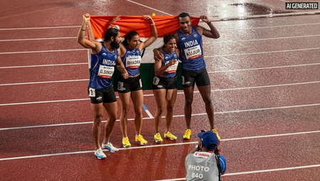 एशियन गेम्स भारतीय टीम ने मिक्स्ड 4x100 मीटर रिले में नेशनल रिकॉर्ड के साथ जीता ब्रॉन्ज