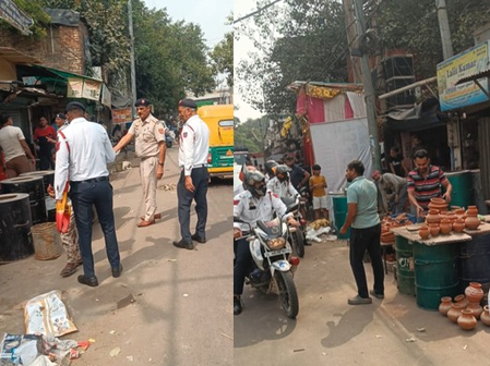 दिल्ली त्योहारी सीजन से पहले ट्रैफिक पुलिस की कार्रवाई, 42 चालान काटे, 19 वाहन उठाए और 37 रेहड़ियां हटाईं
