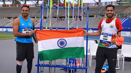 एशियन पैरा गेम्स मेंस जैवलिन थ्रो एफ46 स्पर्धा में भारत का डबल धमाल, रिंकू ने जीता गोल्ड, अजीत के नाम सिल्वर एशियन पैरा गेम्स मेंस जैवलिन थ्रो एफ46 स्पर्धा में भारत का डबल धमाल, रिंकू ने जीता गोल्ड, अजीत के नाम सिल्वर